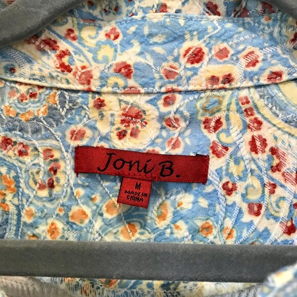 Joni B Women's Art-To-Wear Floral Embroidered Button-Up Shacket. Size M. Coastal - Picture 6 of 10